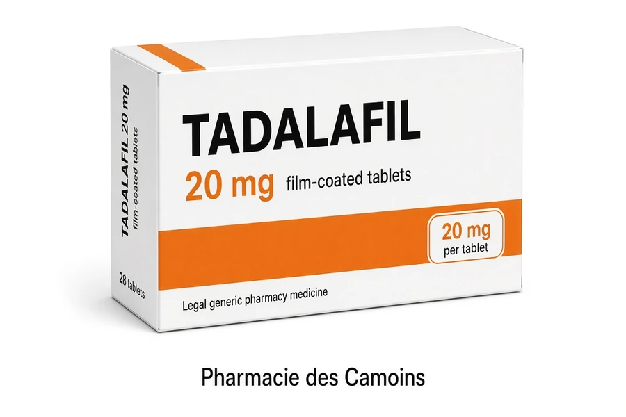 Boîte Tadalafil 20 mg comprimés générique