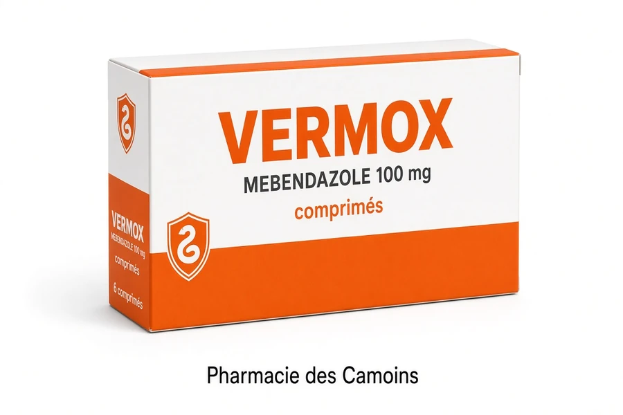 Boîte de Vermox 100 mg mébendazole comprimés